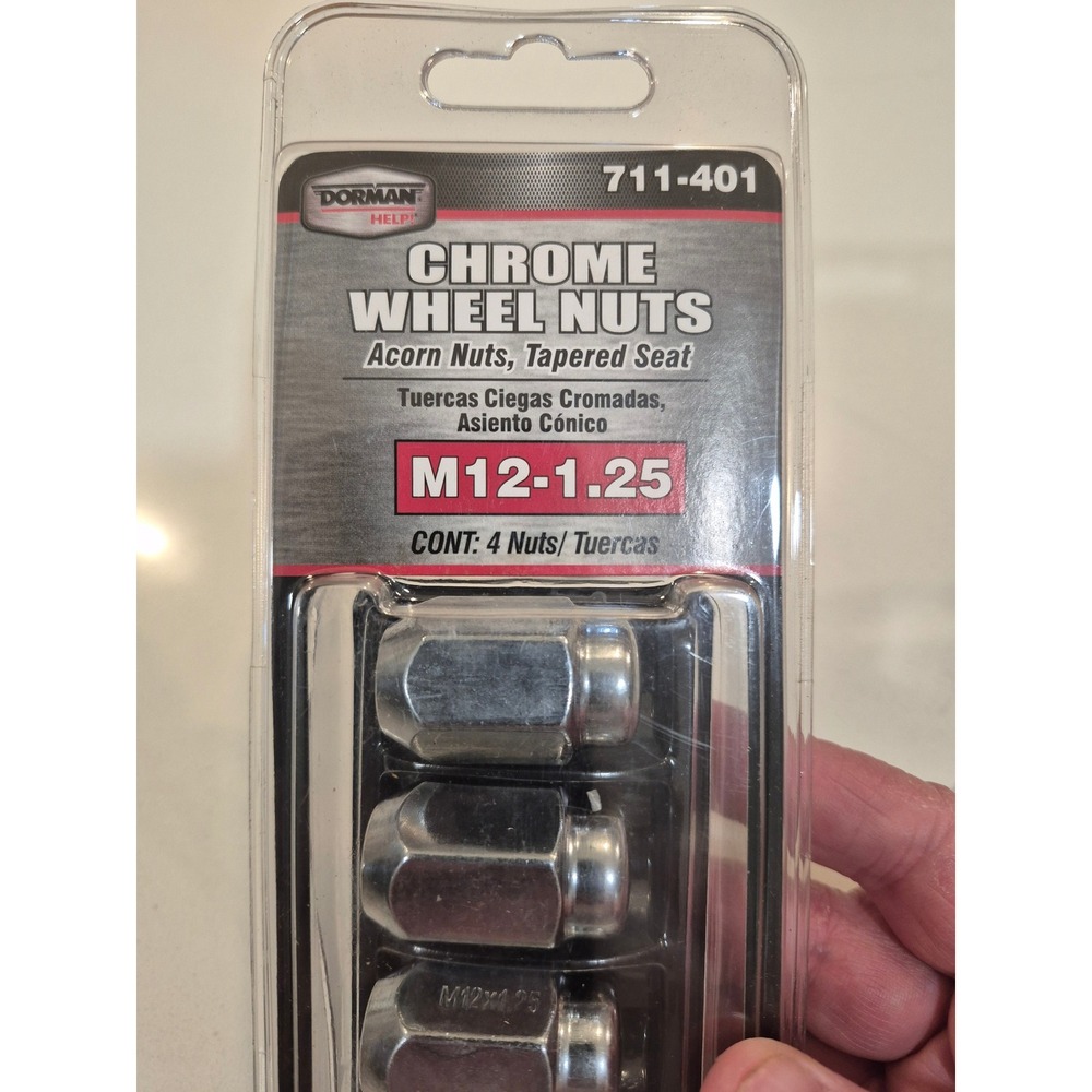 Dorman 711-401 Chrome Wheel Nuts‎ Acorn Tapered Seat M12-1.25 4-Pack